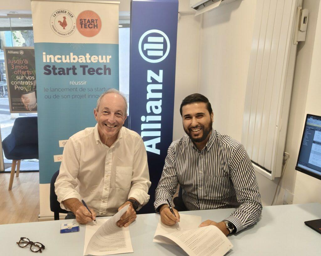 Benoit Fahy Directeur de la French Tech Grande Provence et Anouar Bouhyoufi agent général Allianz signent une nouvelle Convention de Partenariat