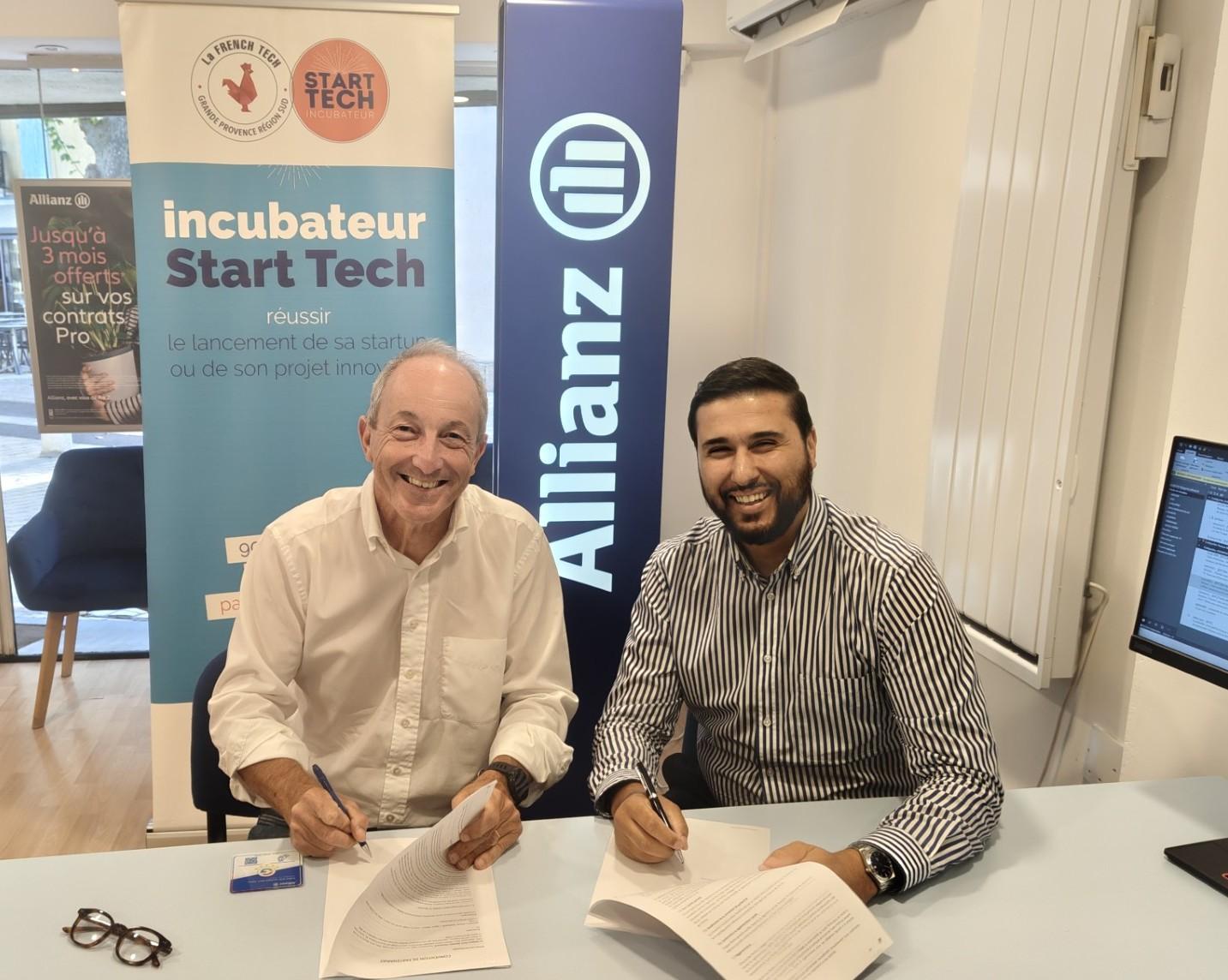 Benoit Fahy Directeur de la French Tech Grande Provence et Anouar Bouhyoufi agent général Allianz signent une nouvelle Convention de Partenariat